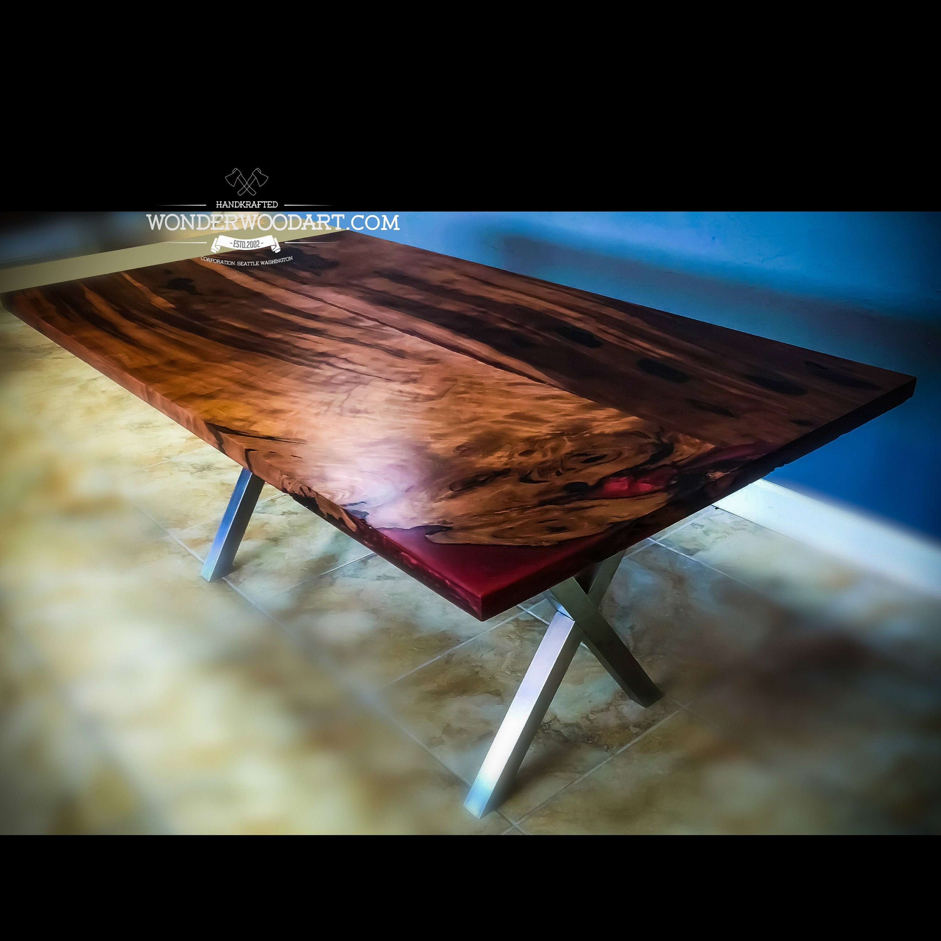Live Edge Dine Table Redwood Resin Table River Table Epoxy