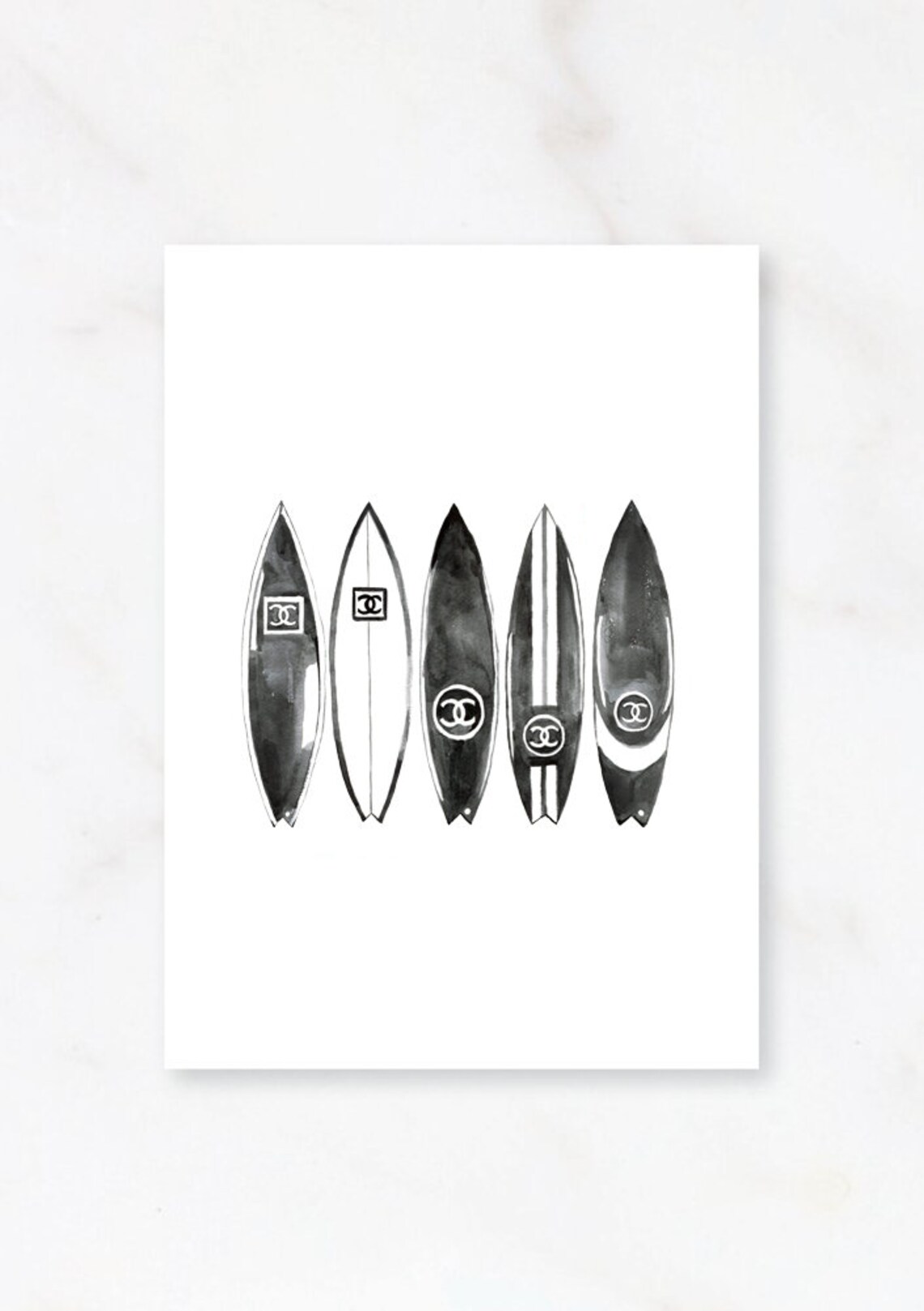 CHANEL surfboard Chanel surfboard art Chanel surf print Etsy
