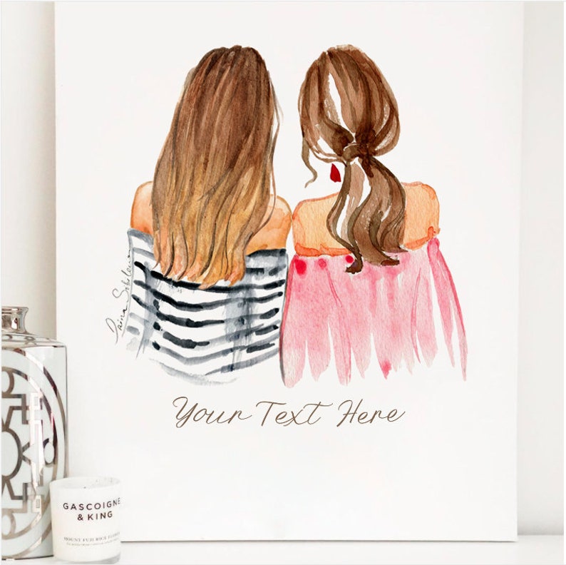 Personalized Best Friends illustration Best Friend Birthday Etsy