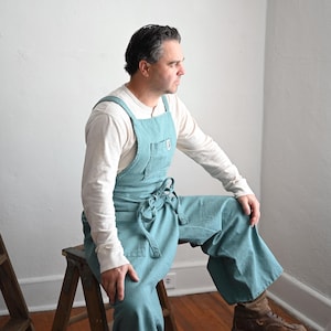 Retro WorkWear Blue Durable cotton canvas pottery apron ceramic apron throwing apron clay apron &quot;walking apron&quot; Because it has legs!