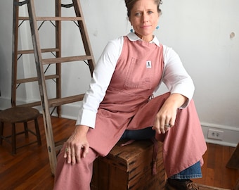 Nantucket Red Durable cotton canvas pottery apron ceramic apron throwing apron clay apron “walking apron” Because it has legs!