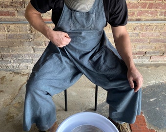 Slate Blue Durable cotton canvas pottery apron ceramic apron throwing apron clay apron "walking apron" Because it has legs!