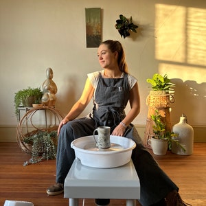Dark gray Durable cotton canvas pottery apron ceramic apron throwing apron clay apron “walking apron” Because it has legs!