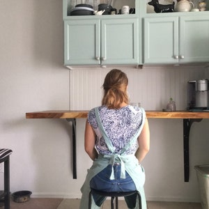 Aqua blue Durable cotton canvas pottery apron ceramic apron throwing apron clay apron walking apron Because it has legs image 3