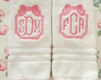 Monogrammed Cotton Hand Towel: Custom Embroidered Guest Bathroom
