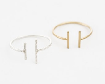Minimalist Double Bar Ring • Dainty Line Rings • Custom Handmade 14k Gold Fill or Sterling Silver Knuckle Ring by GLDN • Equate / Lateral