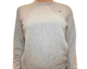 Tommy Hilfiger crewneck sweater, size medium, light grey, cotton sweater