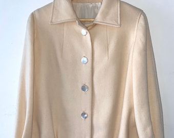 Vintage Wool Jacket off White Fitted Wool Coat Short Jacket - Etsy
