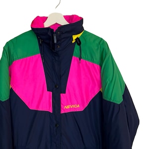 90&#39;s Ski Jacket, NEVICA Winter Ski Jacket, Size L Snowboard Jacket Vintage Ski Jacket Athletic Winter Coat, Adult Outerwear, Retro Ski Parka