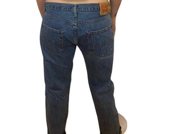 Vintage Levis 501XX jeans, Levi denim pants, blue wash jeans, 90s denim, wide leg denim, baggy jeans, size W36 L32, 100% cotton, relaxed fit