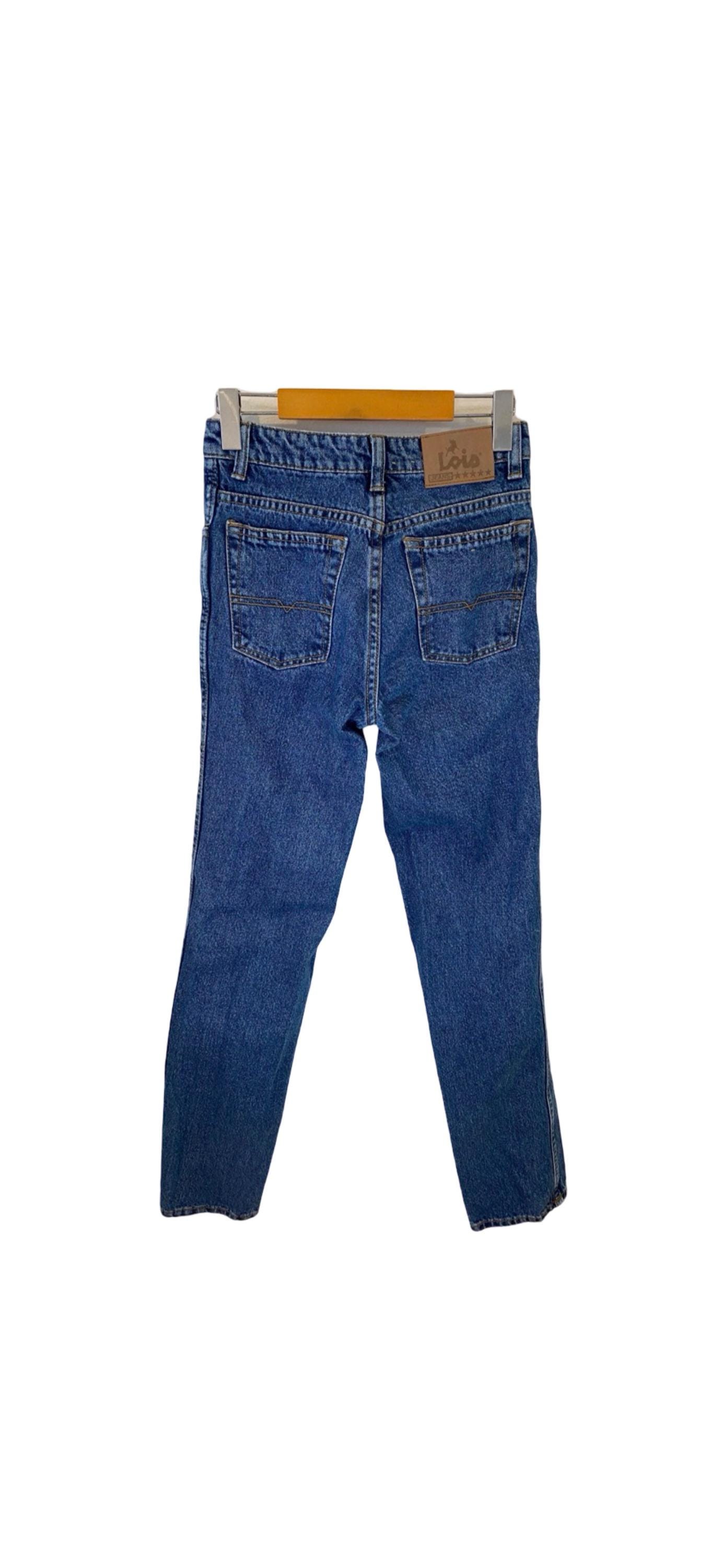 Lois jeans, size 0, XS-S, vintage jeans, denim blue wash jeans, 90s skinny jeans, straight leg Levi jeans, 100 cotton, size 24-25