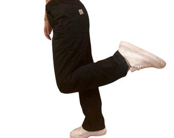 Pantaloni cargo neri a vita alta Carhartt stile anni 2000 - Taglia 32 - Abbigliamento da lavoro funzionale - Riciclati