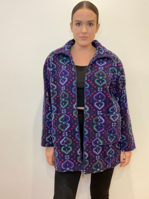 Navaho fleece printed jacket, vintage jacket, flee