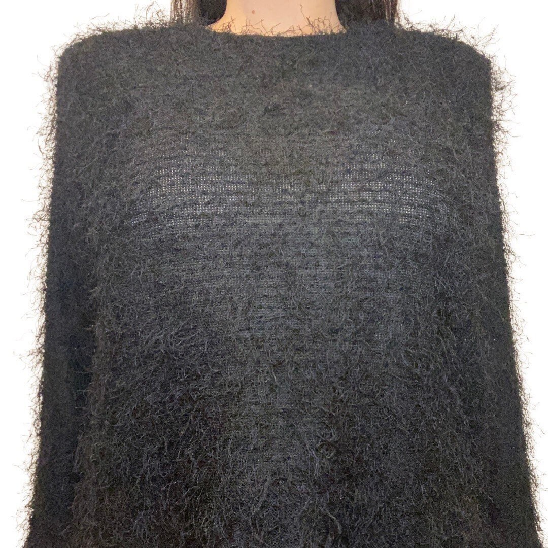 oversized black fuzzy sweater