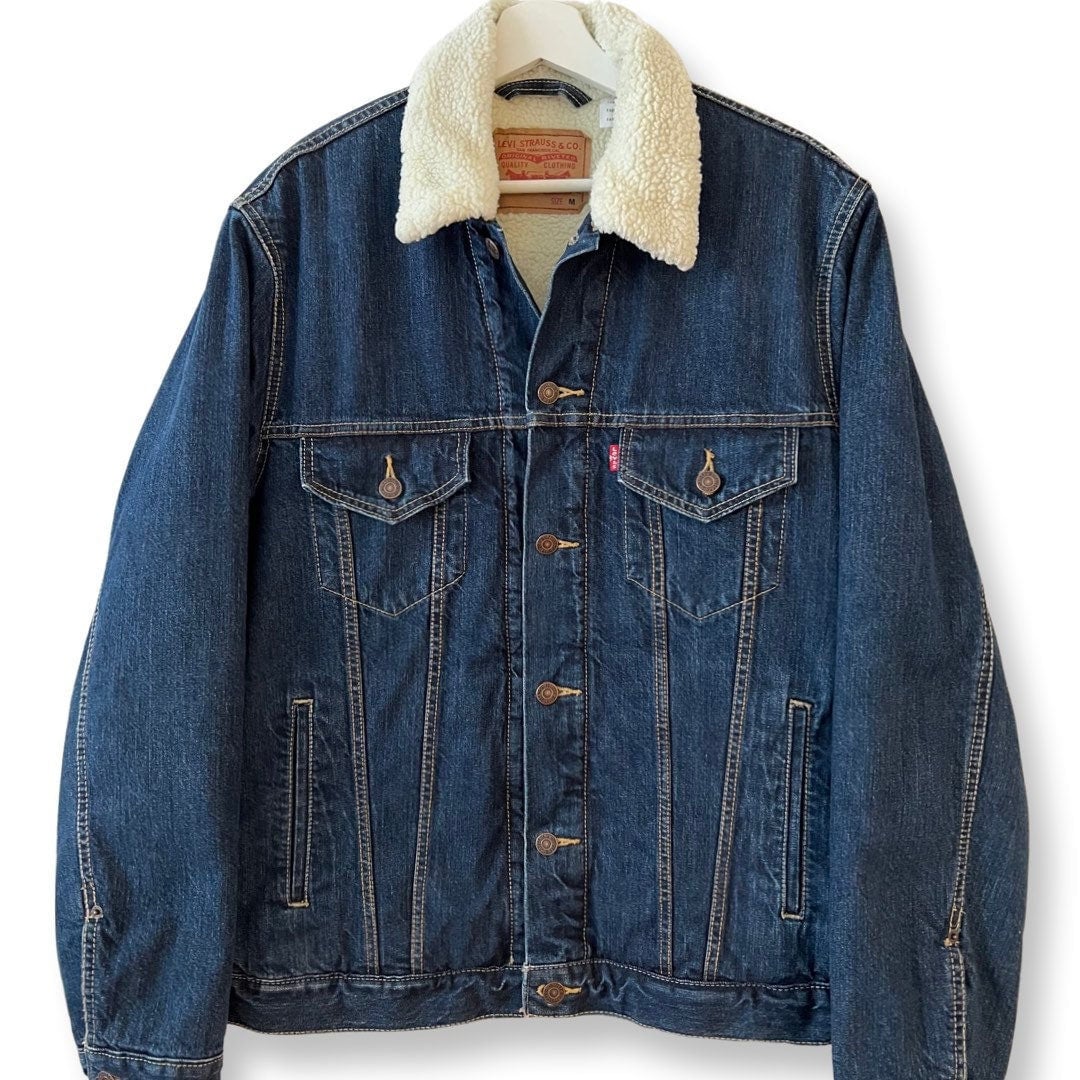 Levis denim jacket with sheep's best sale wool lining