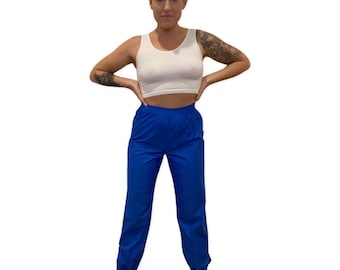 KWAY Pants, 80&#39;s Ski, Snow Pants, Royal Blue, size Medium, Waterproof, Rain Pants, Retro Ski, 80s party, Baggy Slush Pants
