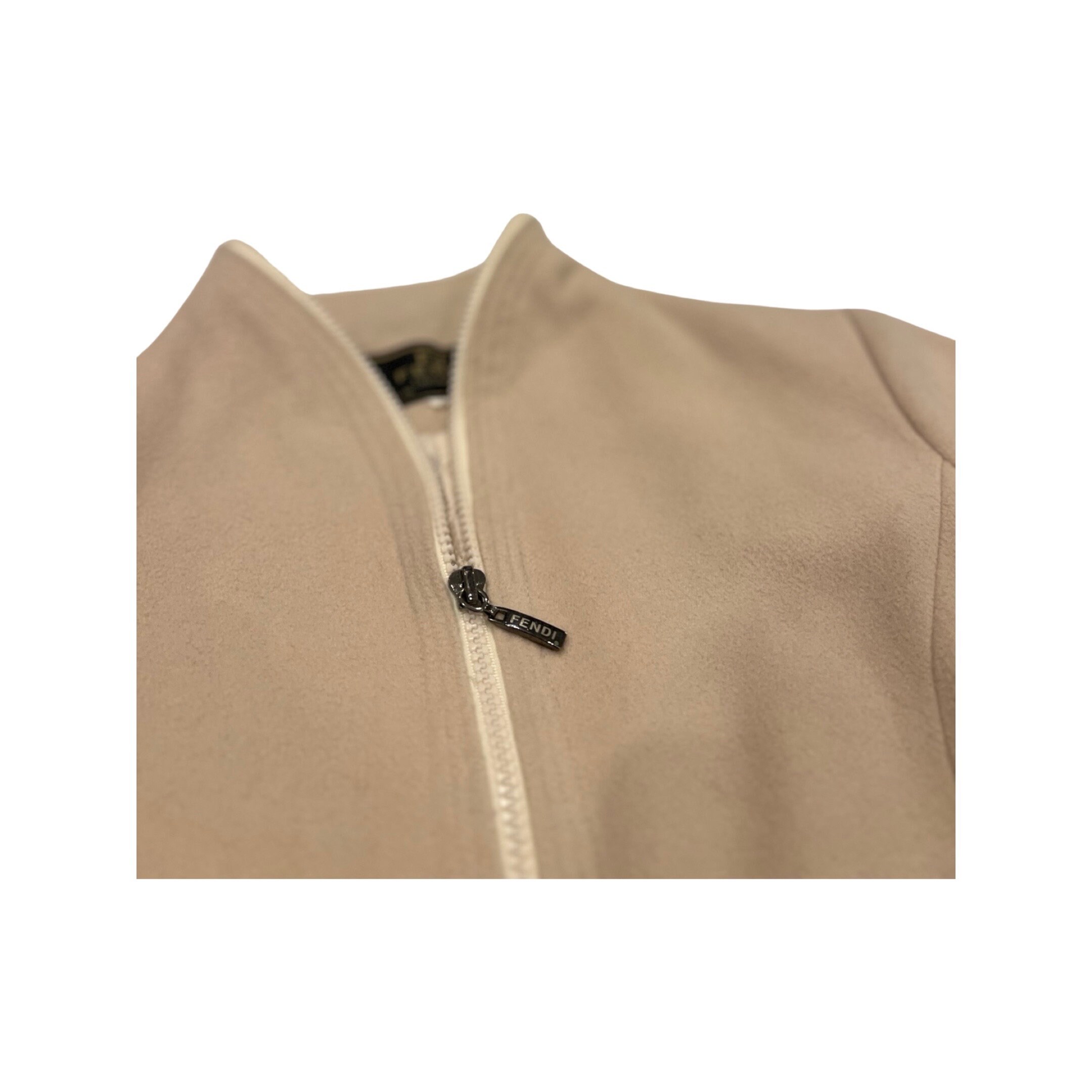 Vintage Fendi Beige Zip-up Jacket - XS - High Fashion