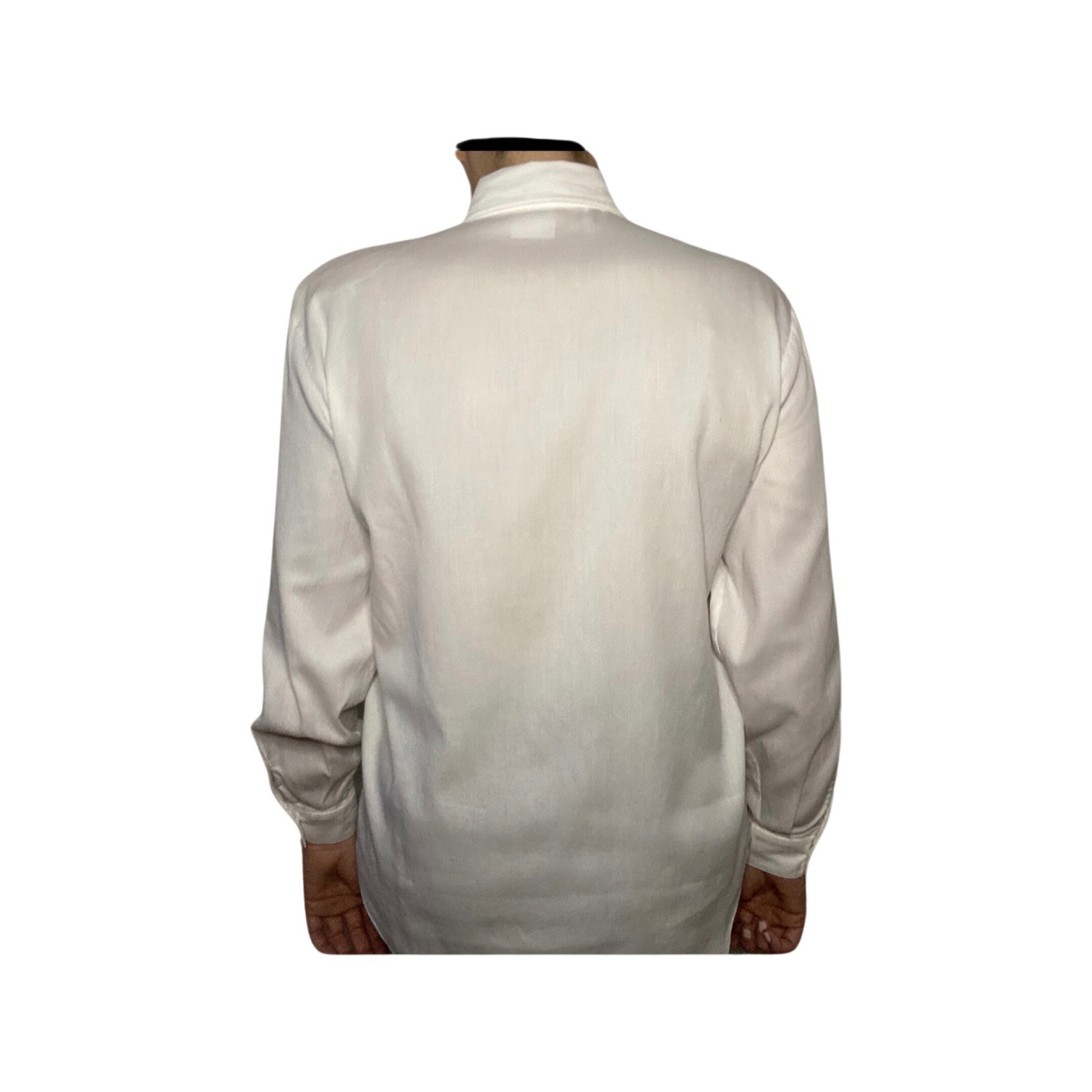 White Button Down Blouse Silver Stud Cuffed PLUS
