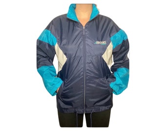 80&#39;s Windbreaker, Brooks raincoat, size medium, blue, Retro Rain Jacket, Light Weight Rain Coat, Brooks, 80s Retro Wind Breaker