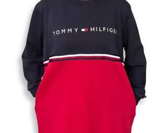 Tommy Hilfiger Y2K Crewneck Sweater, Streetwear, XL Pullover, Oversized Tommy Top