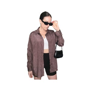DIOR Vintage Button Down Shirt, Brown Pinstriped Blouse, Retro, Christian Dior, Oversized Button Up, Streetwear, Vintage Fashion
