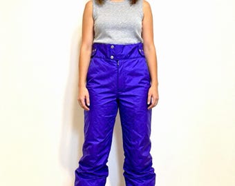 80s Purple Snow Pants, Retro Ski Pants, Size Small