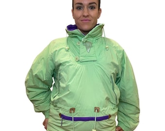 Giacca da sci anni '80, giacca invernale retrò, cappotto invernale verde menta, giacca calda, sci retrò, taglia M, giacca da sci anni '80, giacca da snowboard