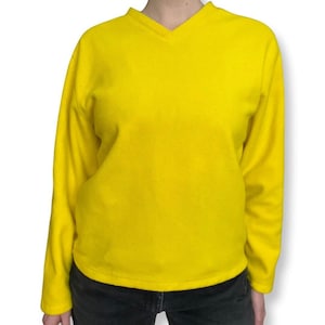 80s Ski, Wear, GAP Pullover Fleece, V-neck Sweater, Bright Yellow XS Pullover, Retro Ski, Vintage Fleece Sweater, Festival Wear