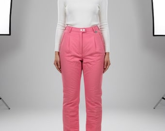 80s Vintage Pink Ski Pants, Fitted Retro Snow Pants, XS-Small