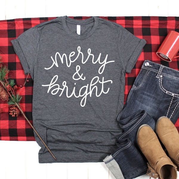 Merry And Bright Christmas Shirt, Cute Christmas Family Pajamas Shirts, Christmas Jammies, Holiday Shirts, Christmas Lights Quotes