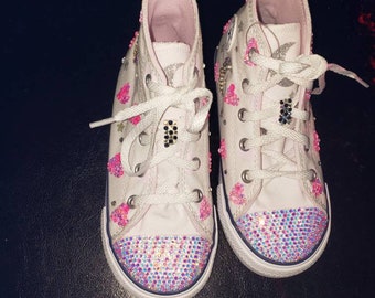Custom Bling Converse brand new with Hearts, Moons, and Stars Size 10 toddler little girl size
