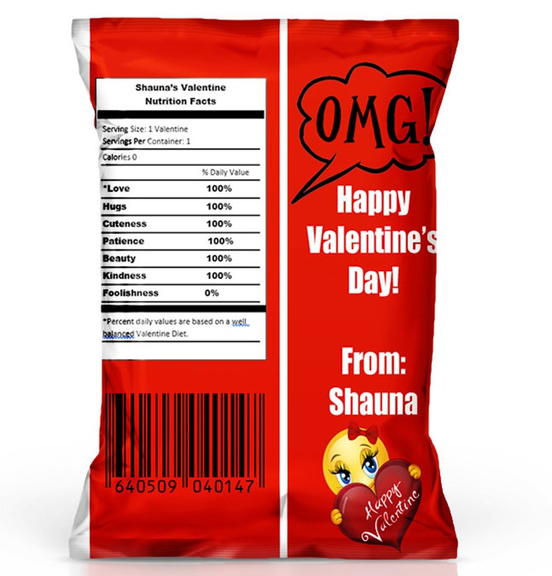 Emoji Inspired Chip Bag Emoji Valentine's Day Favor Bag Etsy