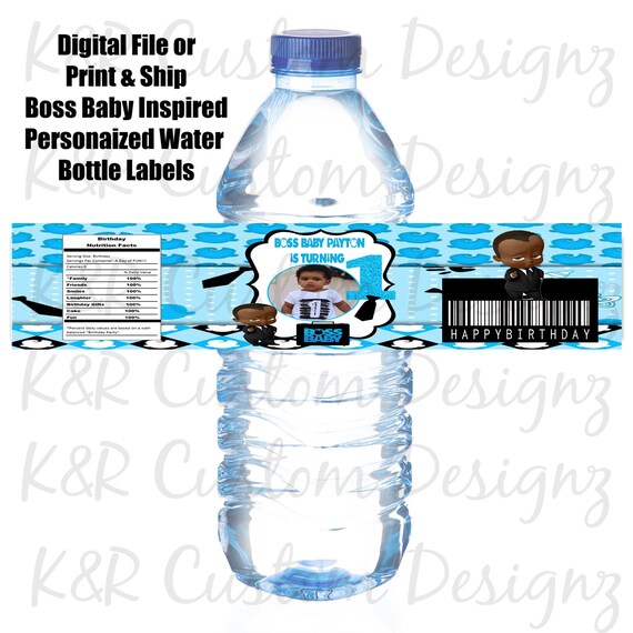 Boss Baby Inspired Birthday Water Bottle Labels Digital Etsy