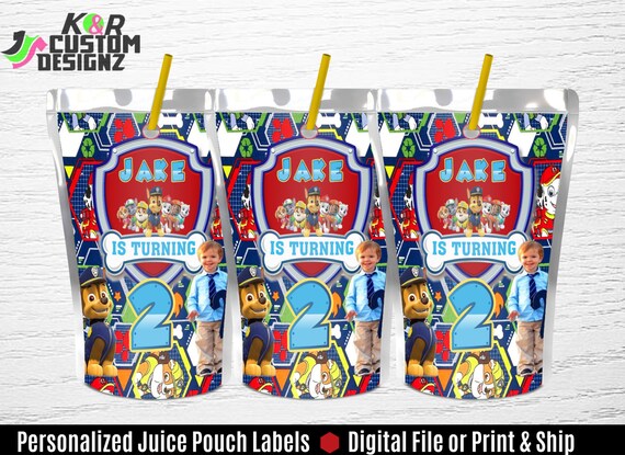 Paw Patrol Juice Label-Paw Patrol Birthday Party-Custom Juice Label ...