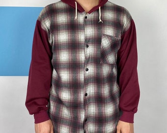 button up flannel hoodie