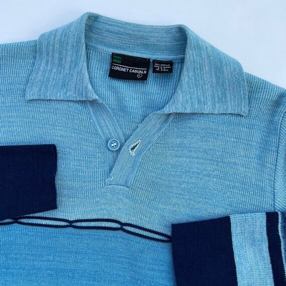 Vintage 70s Long Sleeve Polo Shirt - image 4