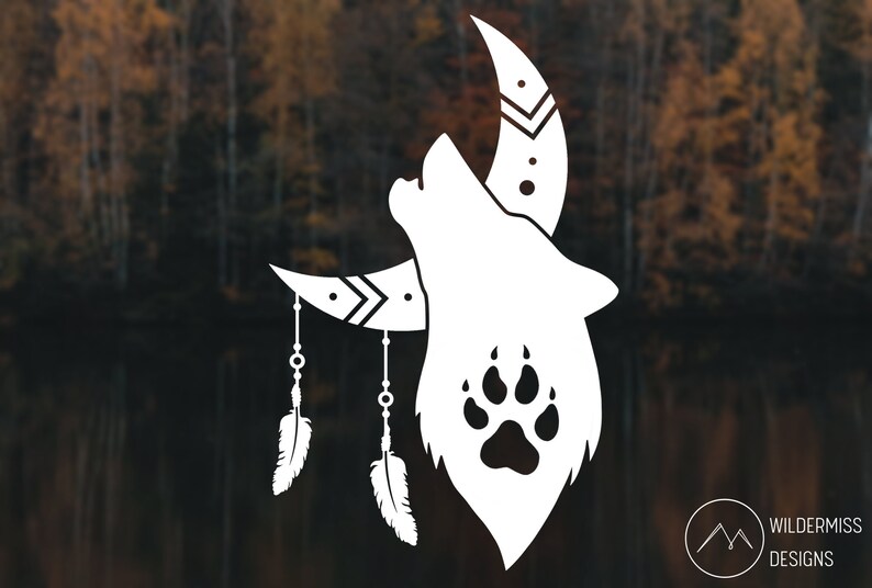Howling Wolf and Moon Vinyl Decal Sticker Laptop Decal Car Etsy