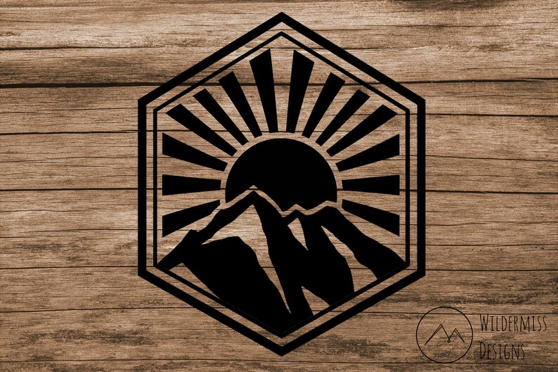 Sunset Decal Laptop Decal |Car Decal |Nature Decal |Geometric Decal Mountain Sunset Vinyl Decal Sticker Mountain Decal Outdoor Decal