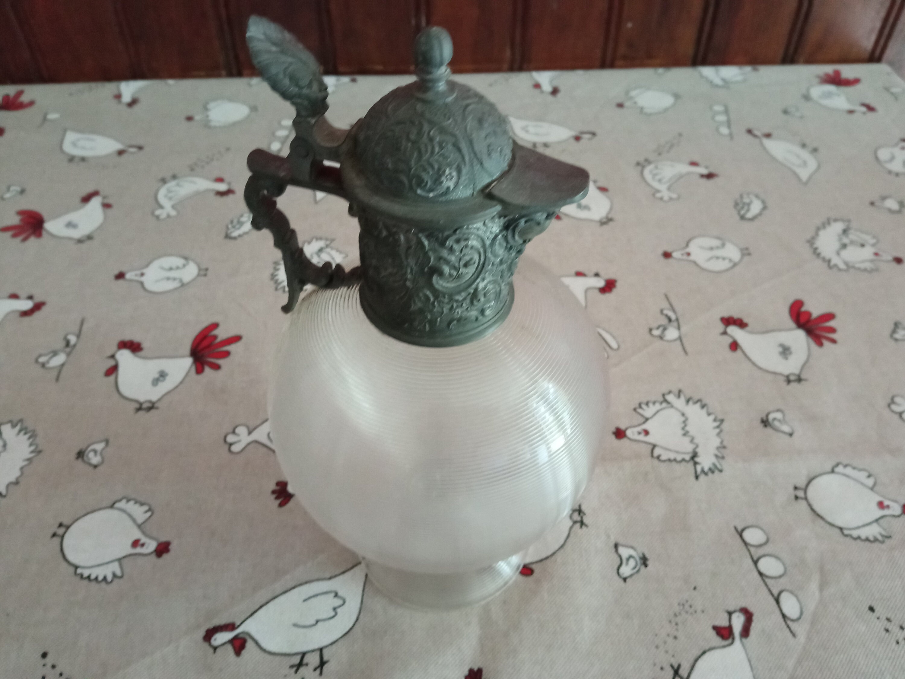 Ancienne Carafe Verre Laiton