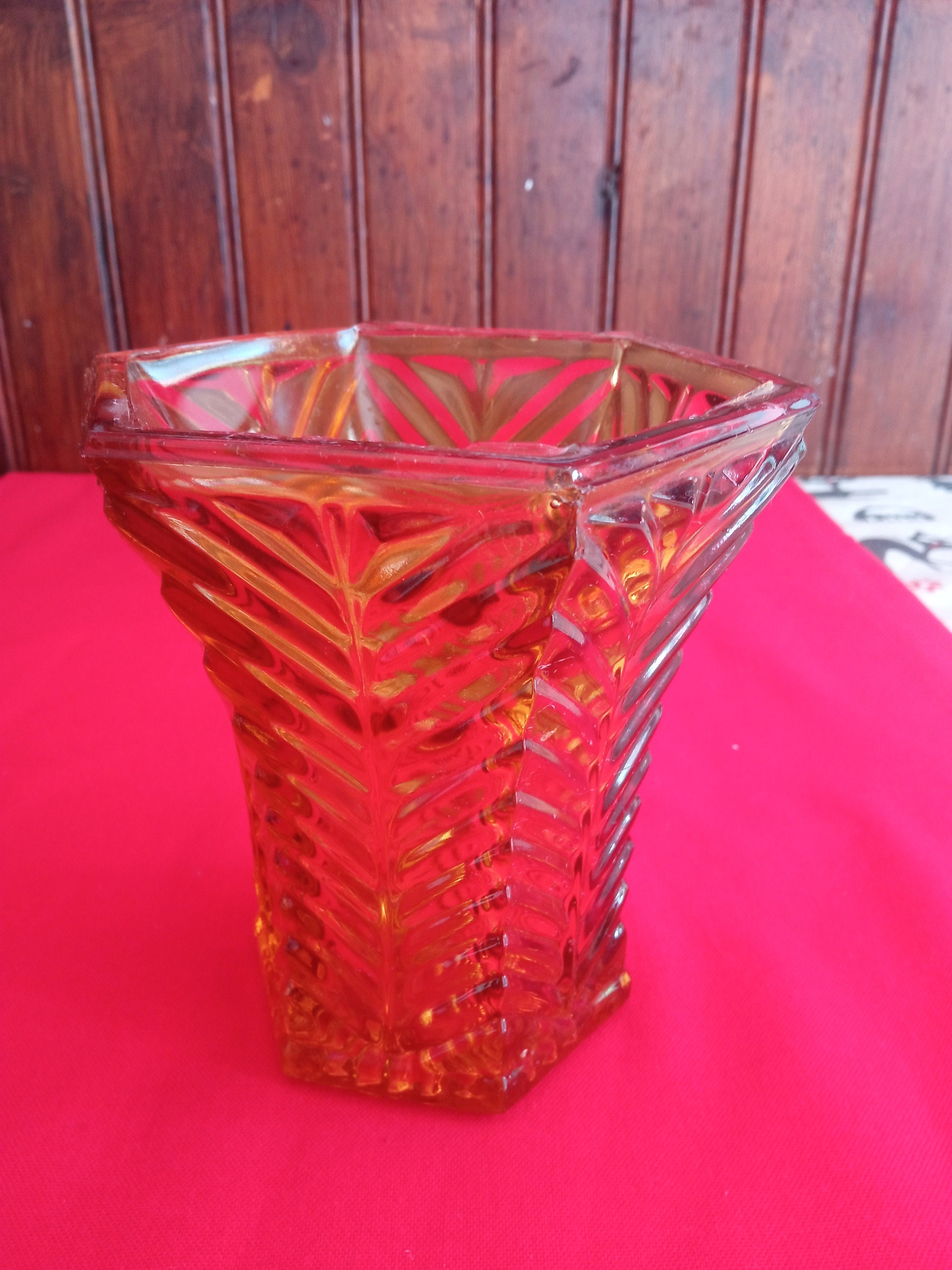 Vase en Verre Marron, Style Art Déco Vintage