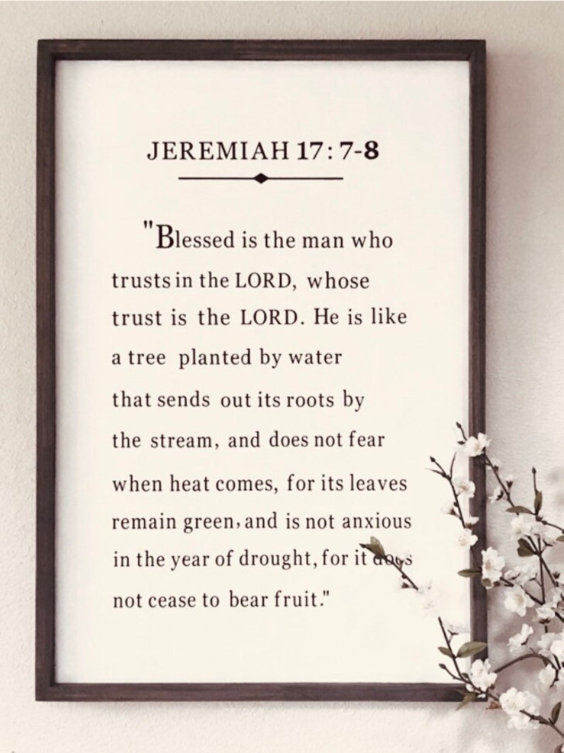 Bible Verse Wall Art Large Framed Wood Sign Jeremiah 1778 Etsy