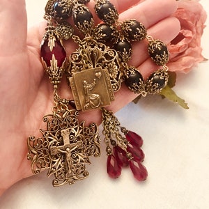 Rosary Chaplet ~ St. Padre Pio ~Black Onyx~ Stigmata