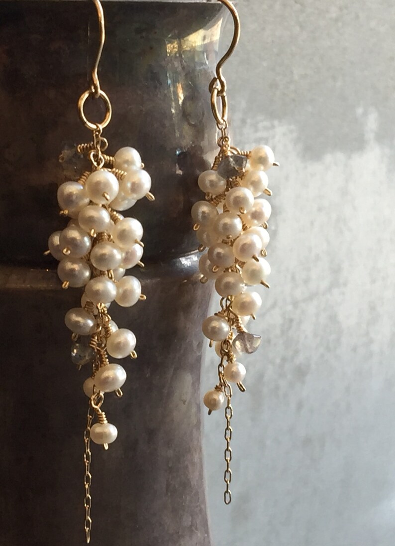 Perle lange Ohrring. Wasserfall Ohrringe Perle. Boho ...