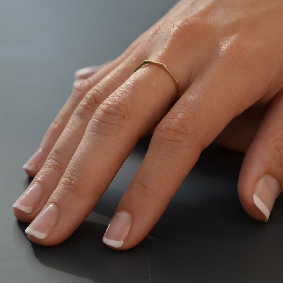 18 k weiß Gold Daumen ring für Frau. Zarte Gold stapelbar Etsy