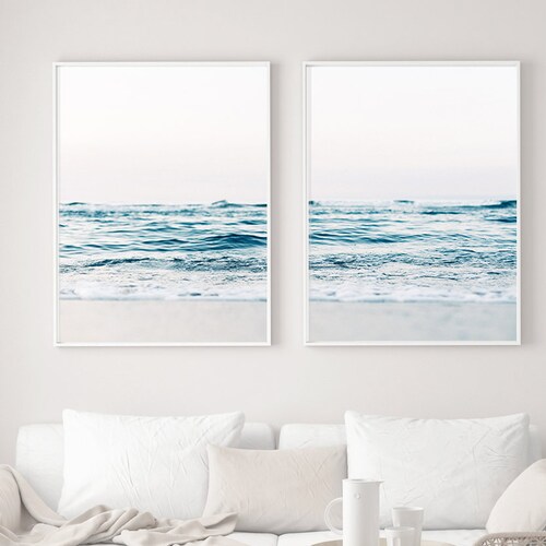 Set of 2 Ocean Prints Beach Art Prints Coastal Decor Waves Art Etsy