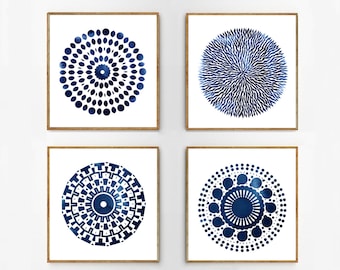 Abstract Wall art Set, Watercolor Prints, Minimalist art, Circle Paintings, Mandala Prints, Printable