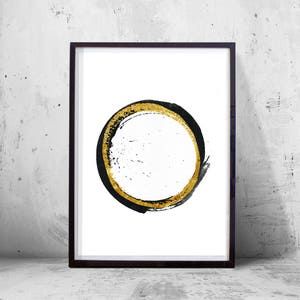 Large Original Oil Painting Circle Painting Black Canvas Abstract Gold