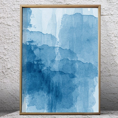 Giclée Prints Abstract Blue Vases Artwork Modern Minimalist Kitchen Art