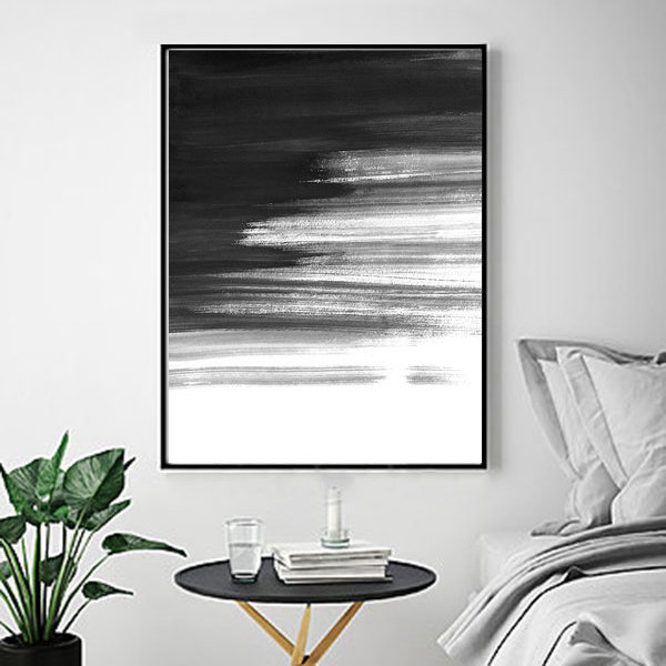 Black and White Wall art Abstract Painting Watercolor Print Paint strokes Brushstrokes Minimalist art Boho Decor Scandinavian Style Nordic