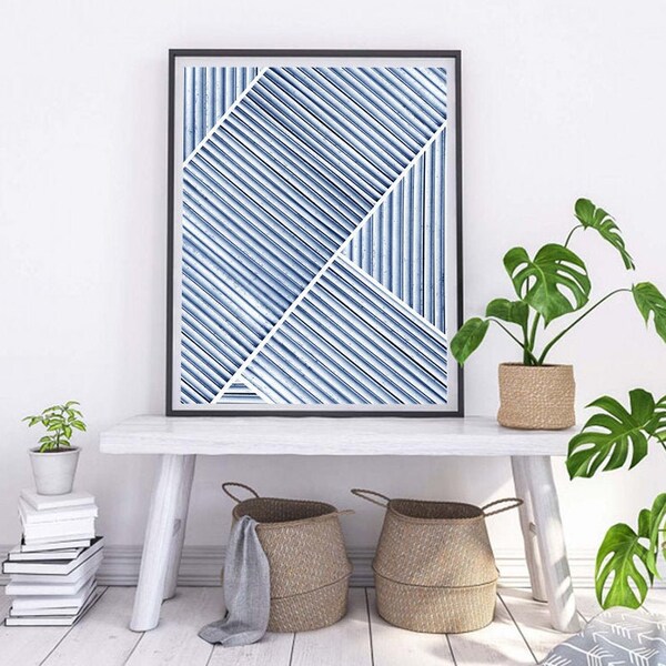 Blue Geometric Art Etsy